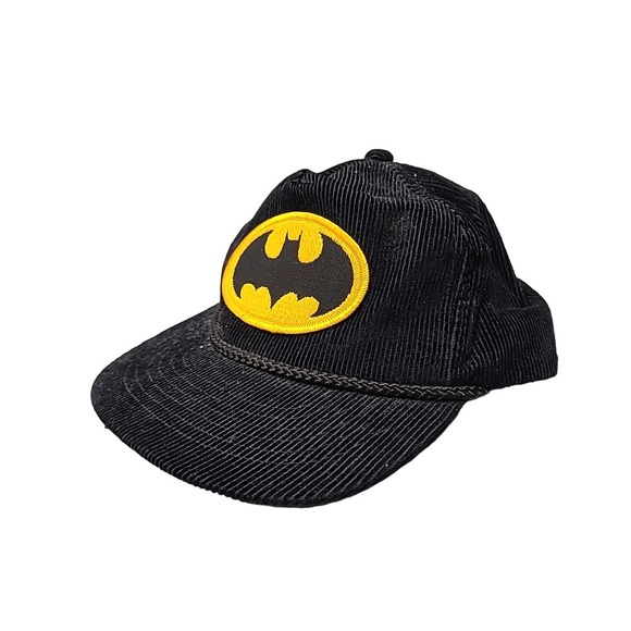 Vintage Corduroy Batman Hat 1964 Adjutable Snap Back Retro Black VTG - Picture 1 of 7